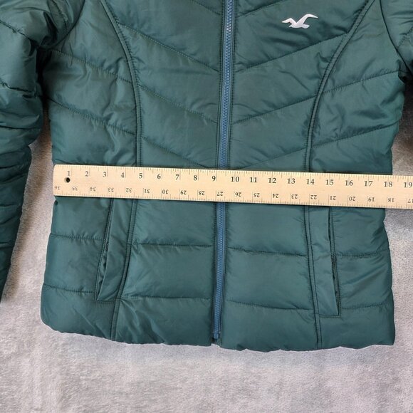 Hollister Jacket Womens Medium Puffer Hooded Sherpa Lined Recycled Fill Warm - Picture 7 of 13
